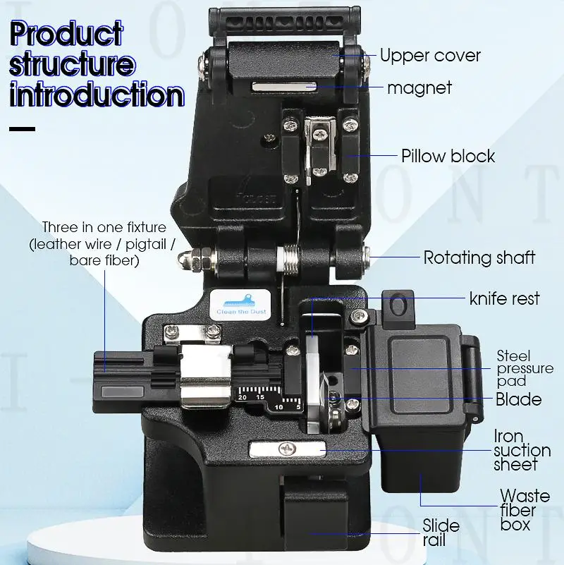 2021 new AUA-X0 High-precision fiber cleaver with waste fiber box, fiber optic cable cutter, fiber fusion splicer cutter