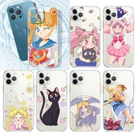 cartoon girl sailor moon for apple iphone 13 12 11 pro max mini xs max x xr 6s 6 7 8 plus 5s soft transparent phone case fundas