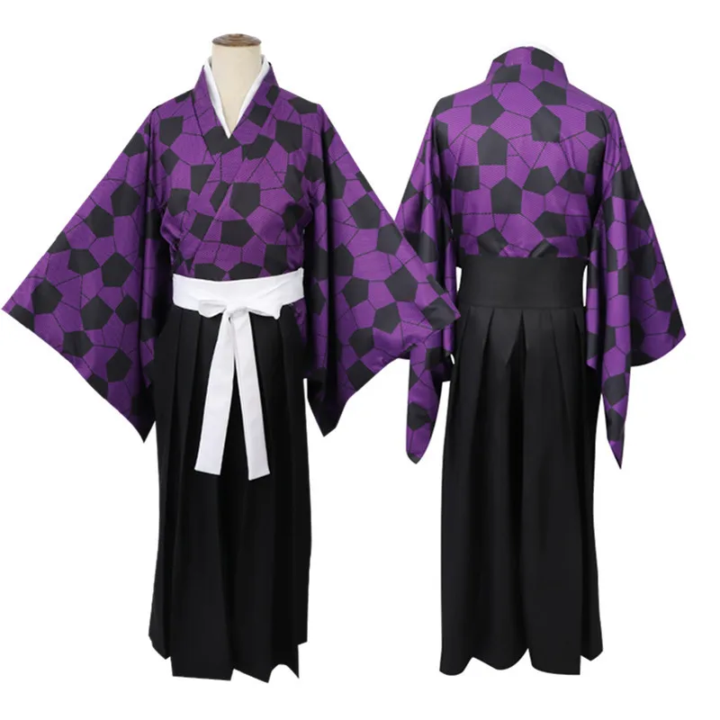 

Костюм для косплея из аниме «рассекающий демонов», кимоно с принтом, мужская форма, рубашка на Хэллоуин, реалистичный парик, удобный Geta