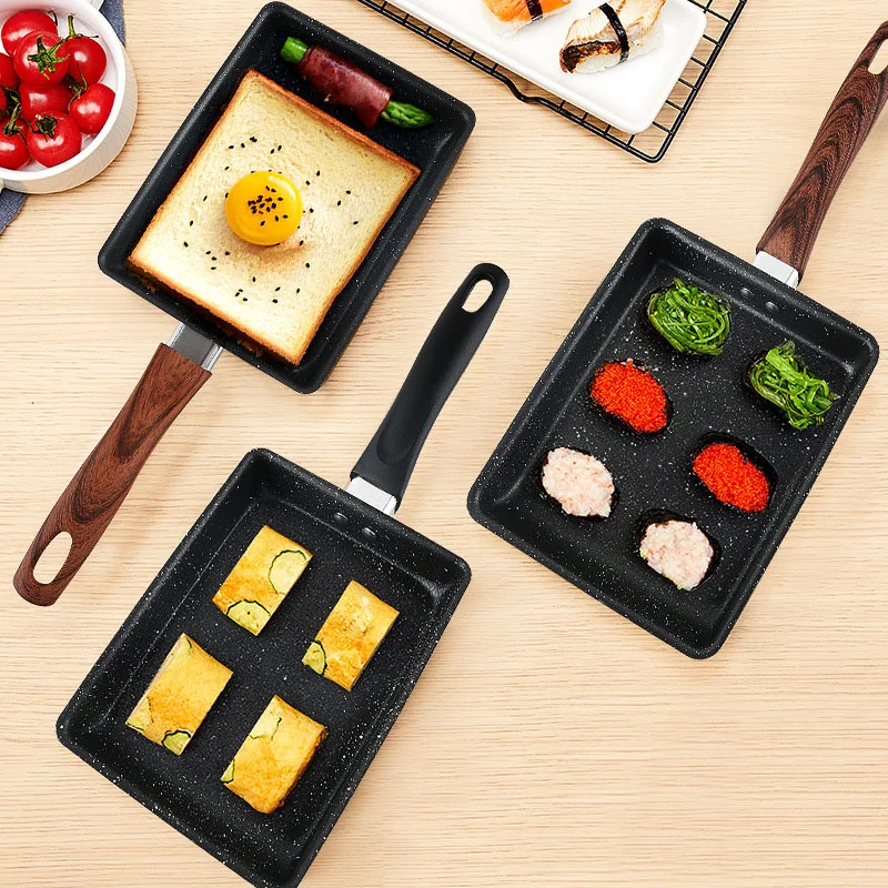 

Tamagoyaki Japanese Omelette Egg Pan Nonstick Rectangle Frying with Anti Scalding Handle Stove and Induction Hob Compatible New