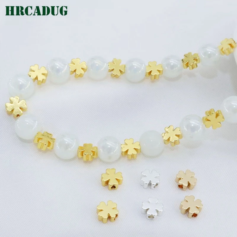 Wholesale Bracelet Bead 18K Gold Plated Round Flower Spacer Beads For Separation Handmade DIY Jewelry Accessories Copper Beads