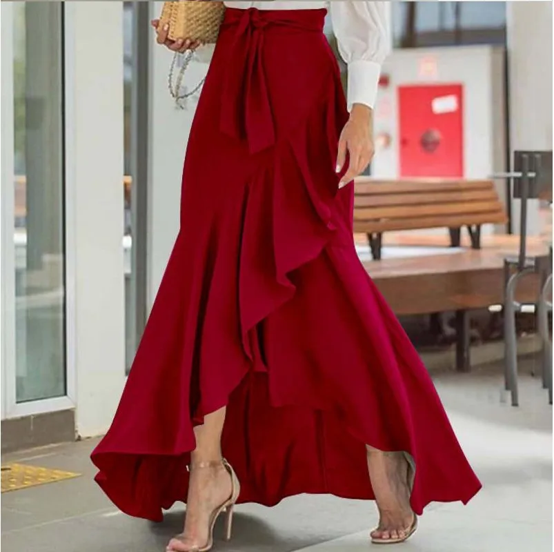 

Female Belt Lace hip fishtail skirt High waist sexy irregular Mermaid skirt