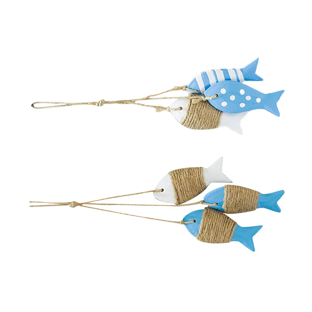 

Wall Nautical Fish Hanging Decor Wooden Decorationsbeach Wood Coastal Ornament Pendant Mediterranean Ornaments Decoration Ocean