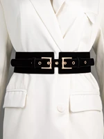new ladies belt western pu fabric black ladies corset fashion double pin button dress sweater thickened coat women wide belts