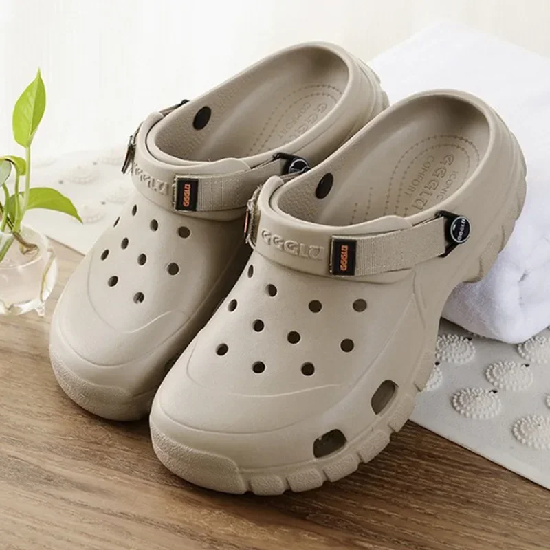 

Мужские летние шлепанцы Croc, проветриваемые Нескользящие, износостойкие, мягкая подошва, пляжная обувь, летние сандалии