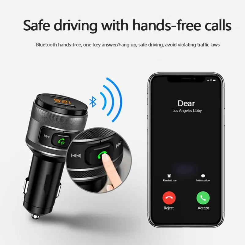 

Car Charger Dual Port Car Bluetooth Player U Disk QC3.0 Car Charger Hands-free FM FM Receiver FM Transmitter C57 Car MP3