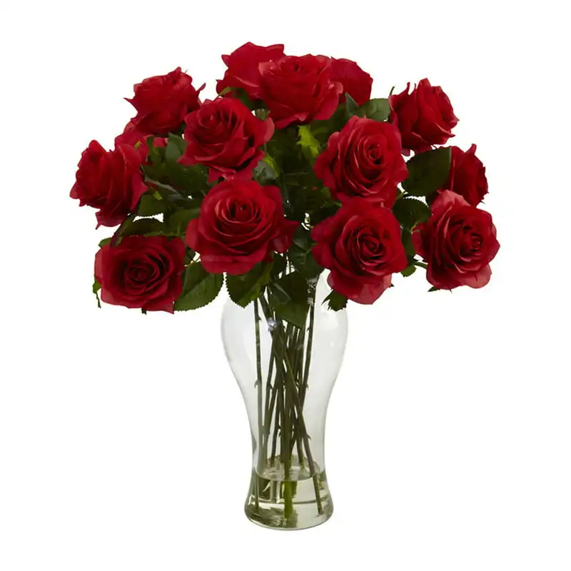 

Roses Artificial Flower Arrangement with Vase in Red Bridal bouquets for wedding Vases for home decoration Wisteria hanging flow