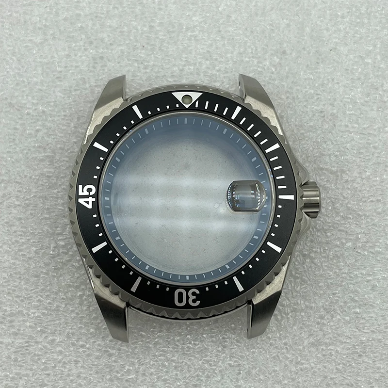 Watch Modify Parts 43.5mm Titanium Material Shogun Style Watch Case Date Magnifier Sapphire Fit NH35/36 Automatic Movement