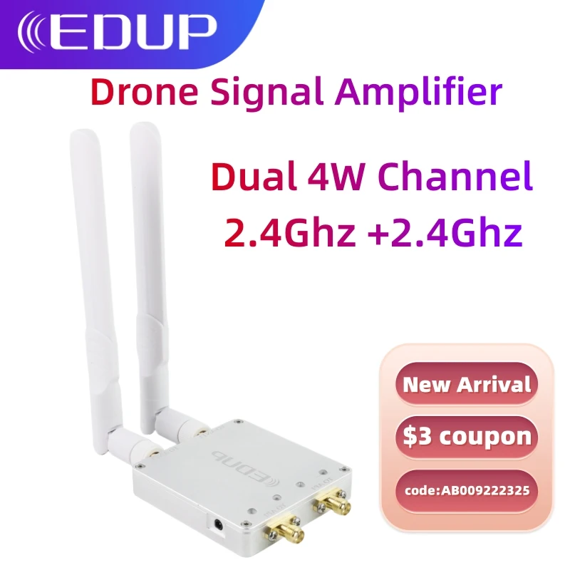 EDUP Drone Signal Amplifier Dual 4W Channel Dual 2.4Ghz Wifi Booster Long Range High Power Wifi Extender Repeater For Router
