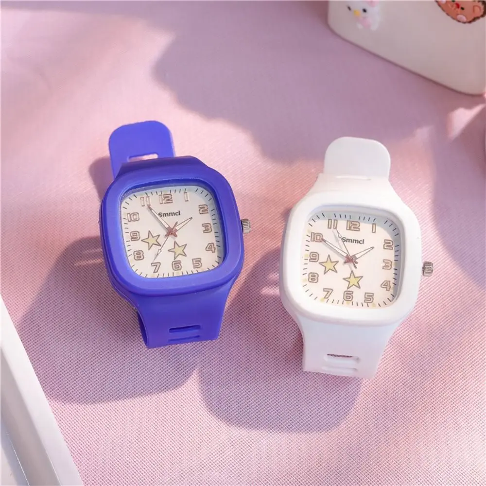 Креативные квадратные наручные часы с силиконовым ремешком многоцветные