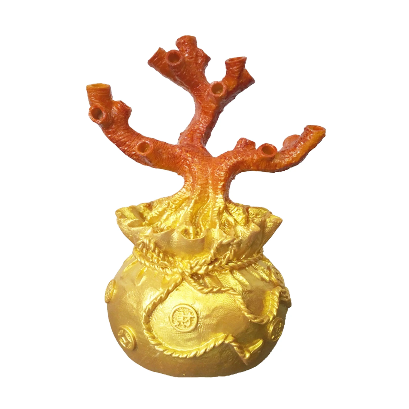 

Statue Table Top Gold Feng Shui Accessories Ornaments Home Decoration Money Bag Lucky Tree Base Gift Resin Bonsai DIY Craft