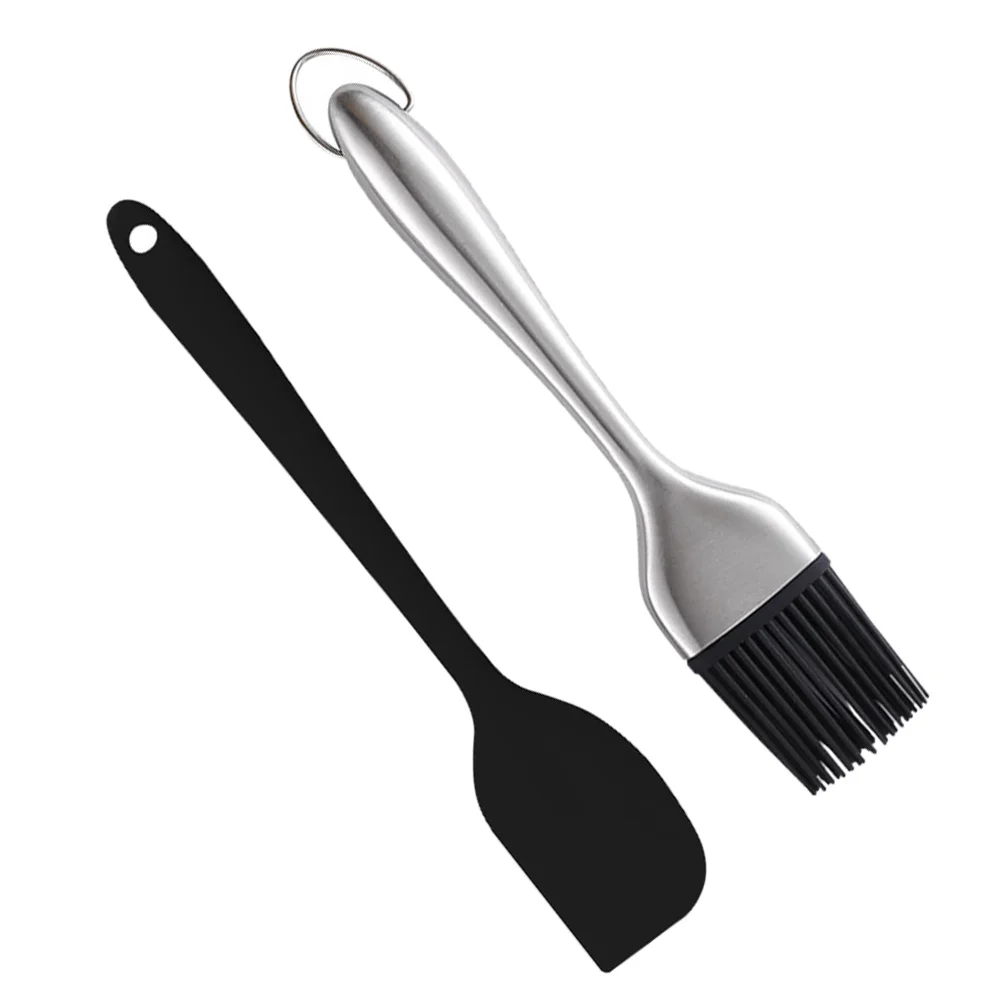 

Silicone Spatula Heat Resistant Oil Brush Durable Barbecue Supplies (Black)