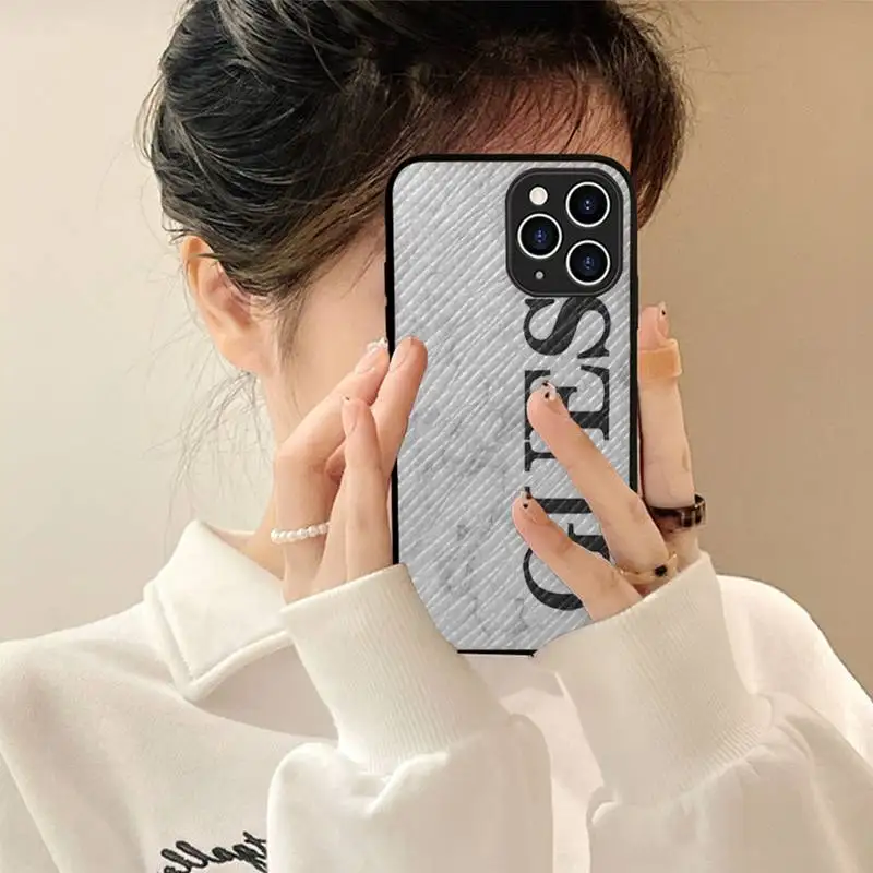 

Black Pale Pink Brand GUESS Marble Texture Design Phone Case Hard Leather Case for iPhone 11 12 13 Mini Pro Max 8 7 Plus XR XS