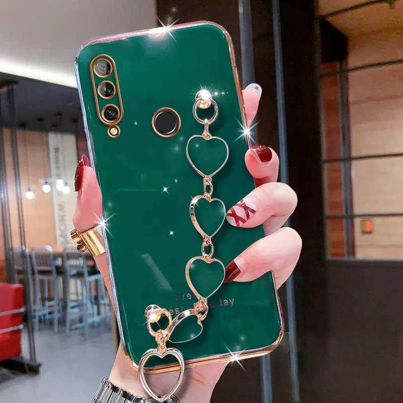 Luxury Heart Bracelet Holder Cases For Huawei P30Lite P20 P40 P50 Pro Lite Mate 20 20X 30 40 Y6P Y7P Y7A Y9S Y9Prime2019 Cover