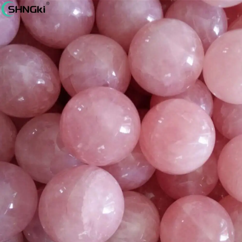 

20mm Healing Crystal Natural Pink Rose Quartz Gemstone Ball Wedding Decor Divination Sphere Collection