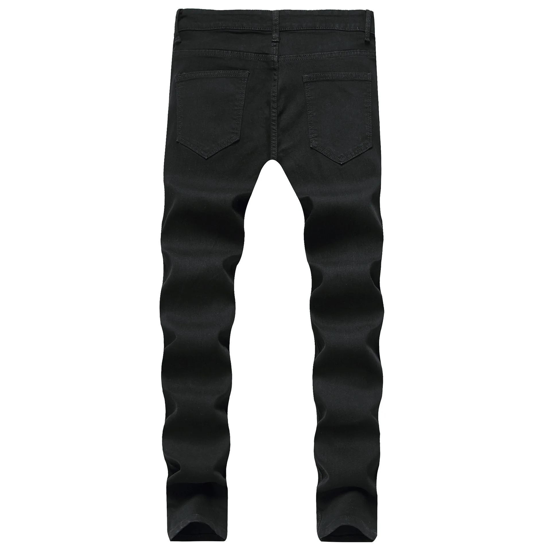 Fashion Fall Men' Pants Black And Blue Solid Color Slim Cut Jeans Summer Casual Sports High Quality Streetwear Jeans Ropa hombre