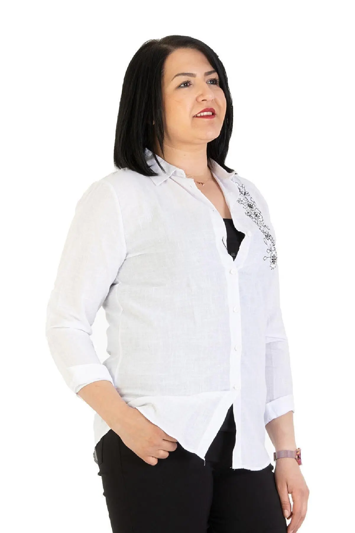 

Female Shirt Collar button Closing Long Folding Sleeve Detail Sports Cotton Pretty and Cheap women's Blouses 127494156