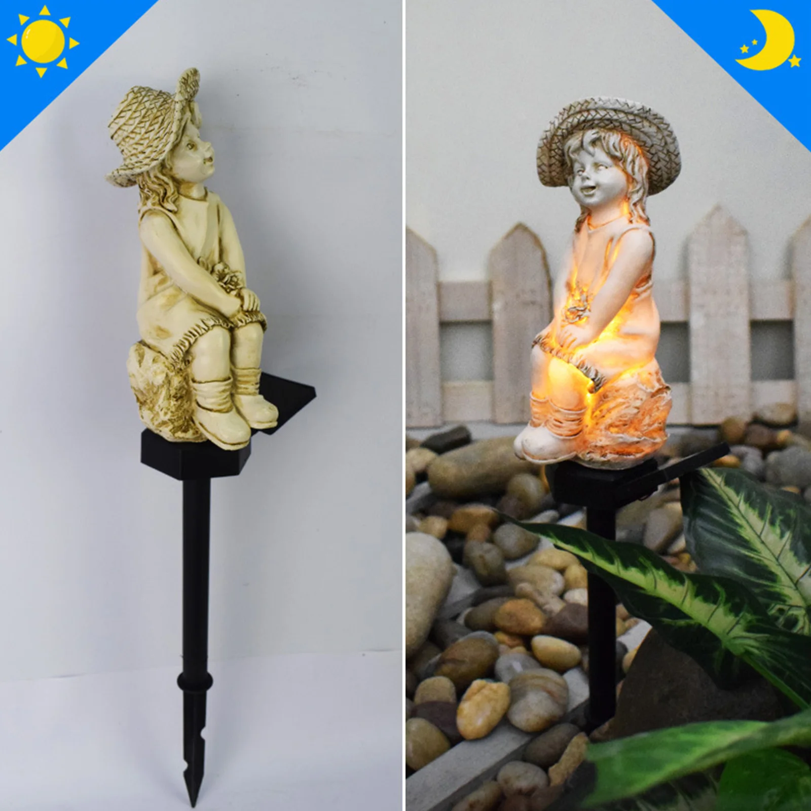 

Солнечный полимерный лампы для газона, водонепроницаемая соломенная шляпа, современная лампа для двора для девочек, художественные поделк...