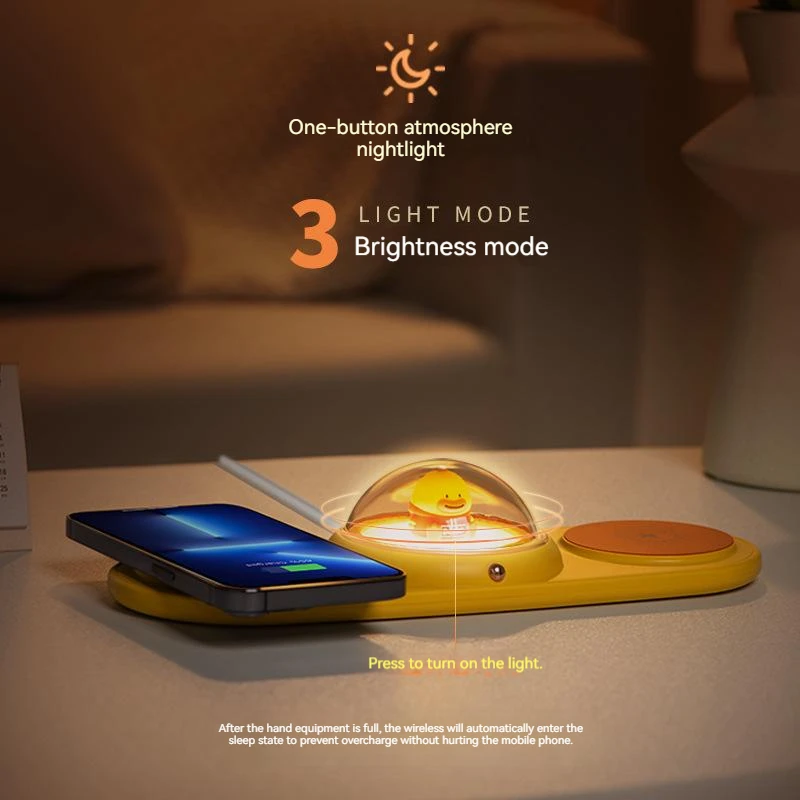 

Mobile phone earphone charging night light 2-in-1 wireless charger