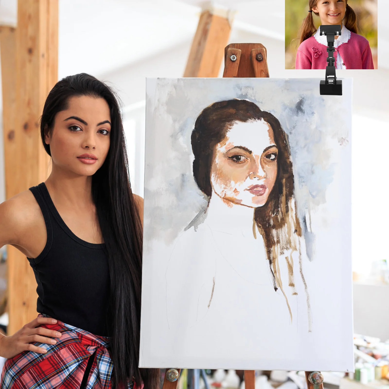 

2PCS Copy Holder Double Rotatable Painting Board Easel Clip Picture Photo Holder Clamp for Artist Easels Picture Sketch