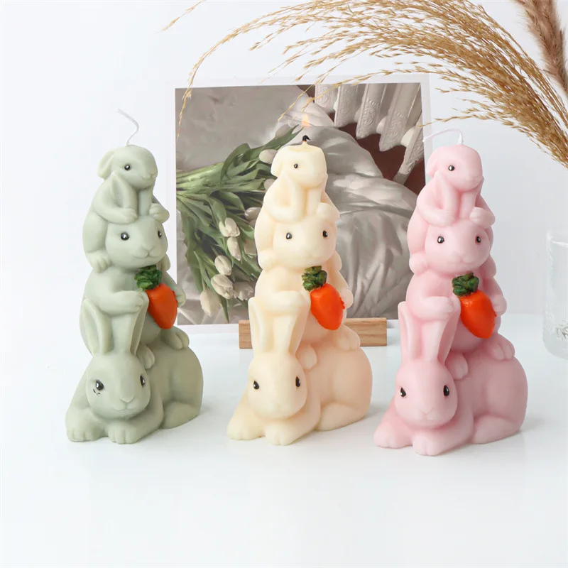 

Stacking Rabbit Candle Silicone Mold DIY Animal Soap Resin Plaster Mold Chocolate Ice Cube Making Set Gift Party Home Decoration