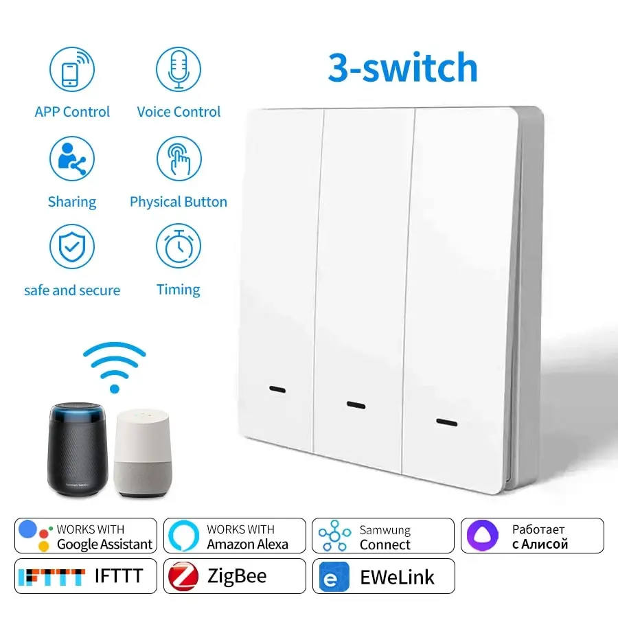 

Беспроводной умный выключатель GGBEE DS-1011ZC для Alexa и Google Home