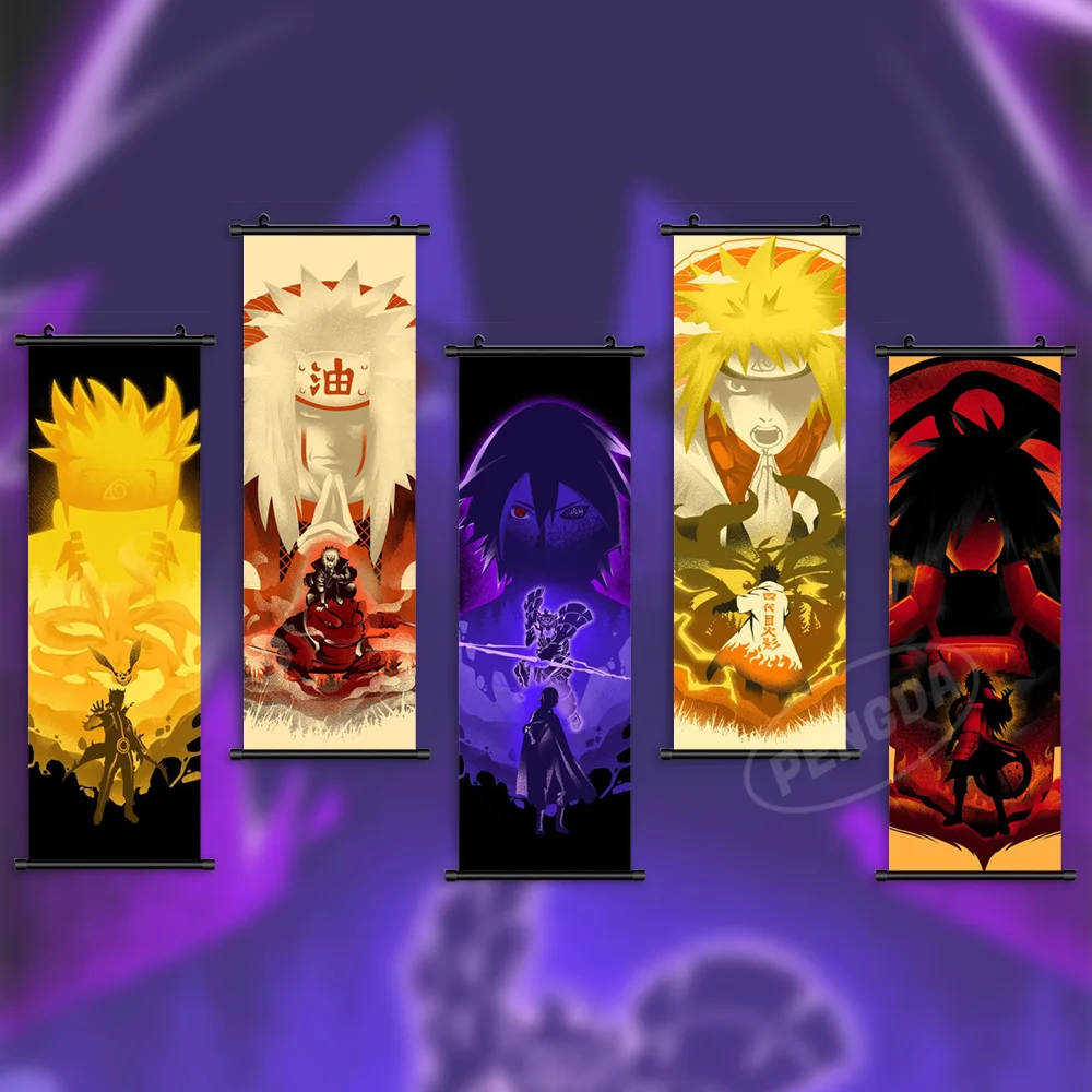 

Naruto Anime Action Figures Printing Poster Uzumaki Uchiha Kakashi Sasuke Home Decorative Picture Children Birthday Gift 30*90cm