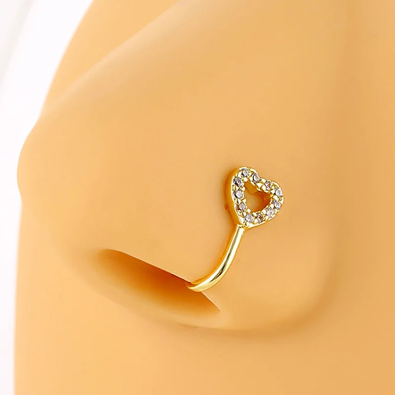 

1 шт. медный клипса в форме сердца на носу кольцо поддельный пирсинг в носу клипса для носа серьги-каффы для ушей для женщин девушек подарочные украшения для тела