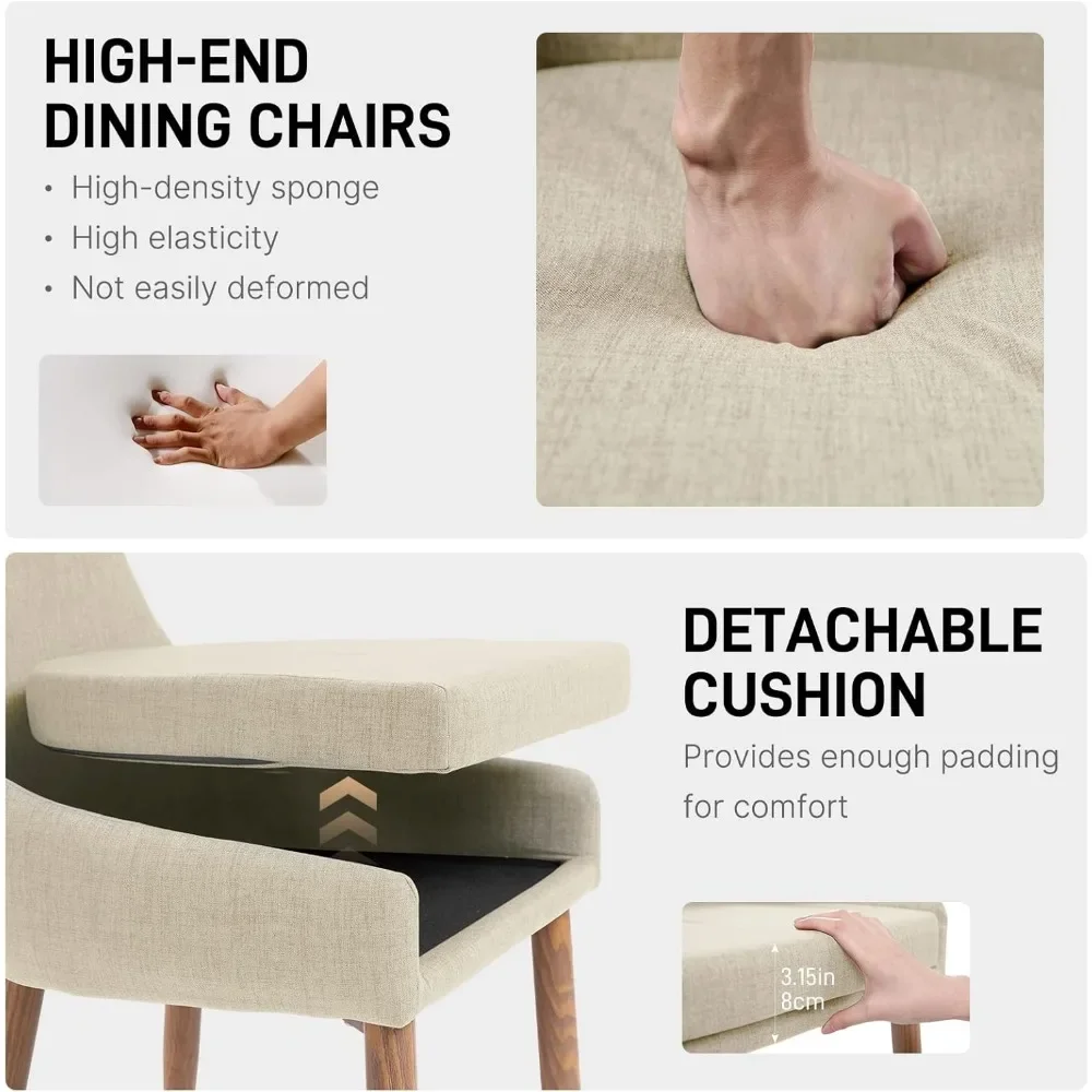 Набор из 6 обеденных стульев с высокой спинкой металлическими ножками стульями