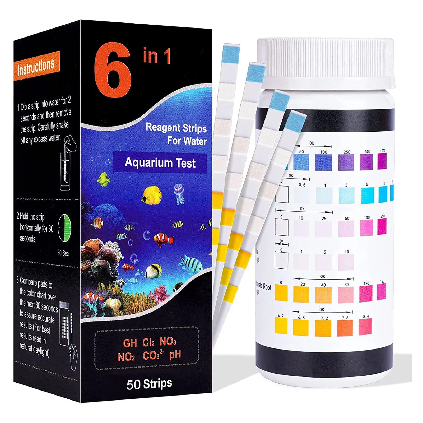 

Water Hardness Test Strips 6-in-1 Drinking Water Test Strips for Faucets50 Strips Swimming Pool Test Strips for Fish Pond Water