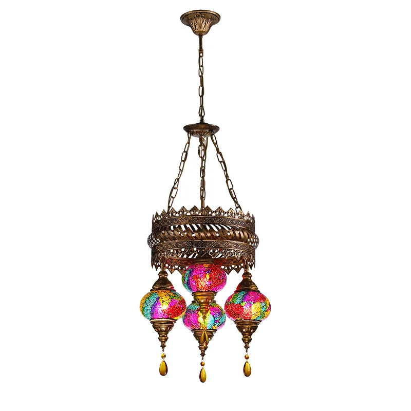 

Bohemian Retro Style Living Room Glazed Four Head Mosaic Chandelier