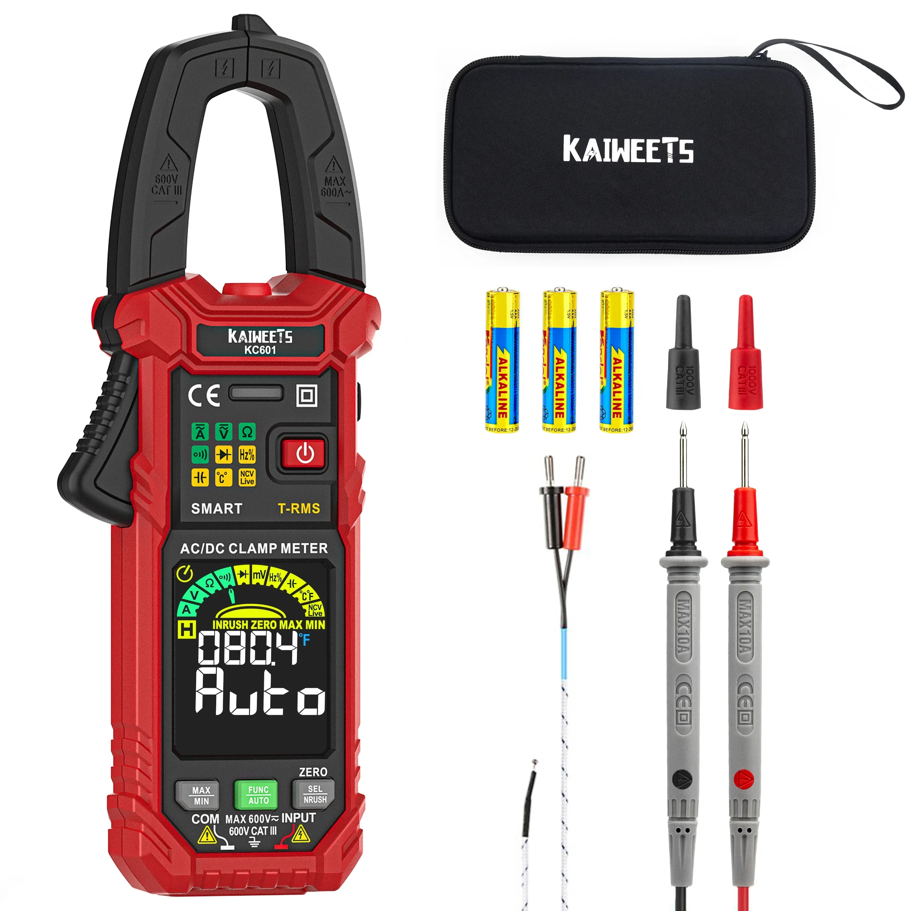 KAIWEETS KC601 True RMS Тестер емкости NCV Ом Гц 6000 отсчетов Детектор
