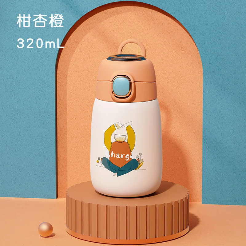 New 304 Stainless Steel Smart Vacuum Flask Mini Portable Student Warm Water Cup Children Cartoon Pot Belly Cup enlarge