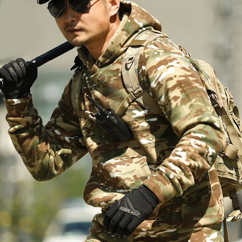 

Уличный охотничий походный военный пуловер мужская верхняя одежда новая камуфляжная тактическая флисовая ткань зимняя утолщенная теплая одежда