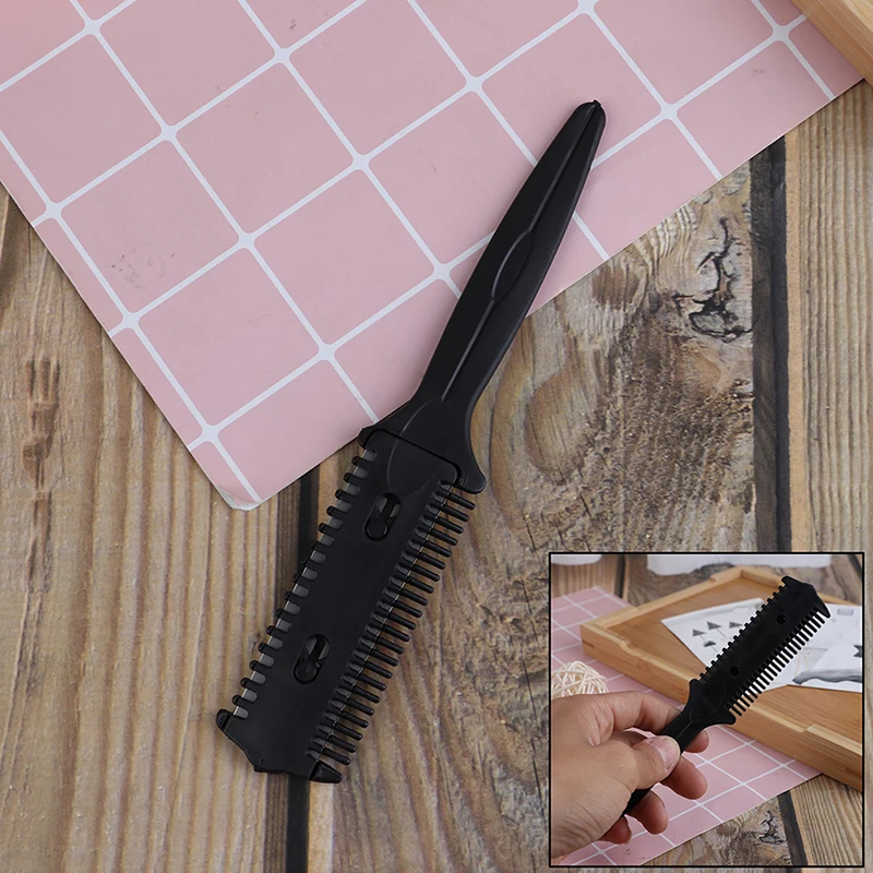 

Double-sided blade Barber Hair Razor Comb Scissor Tools Bangs Brush Hairdressing Trimmers Hair Shaving Blades Cut Thin Styling