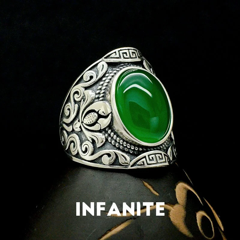 INF оригинальное новое кольцо с узором травы Тан из халцедона для мужчин и женщин