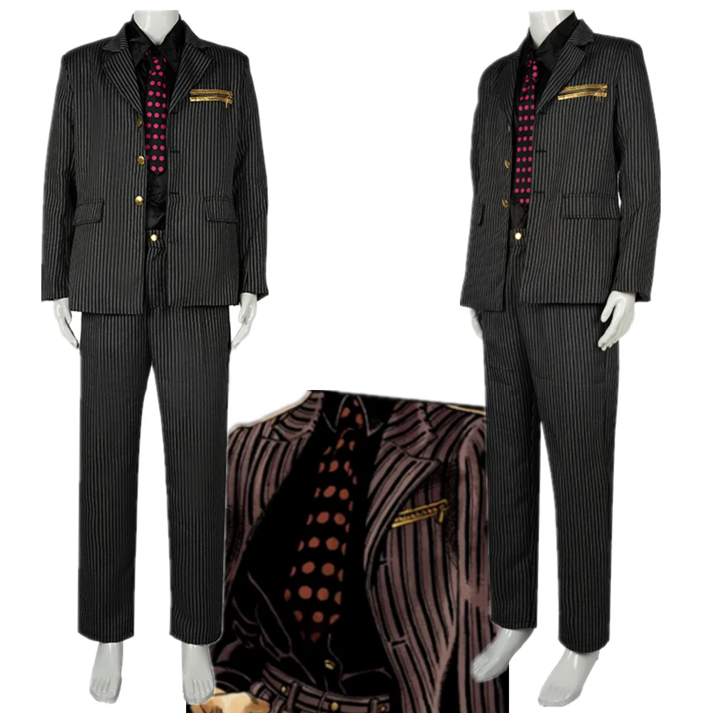 

Anime JOJO's Bizarre Adventure Golden Wind Cosplay Costume Diavolo Uniform Halloween Party Coat Pants Shirt Tie Suit