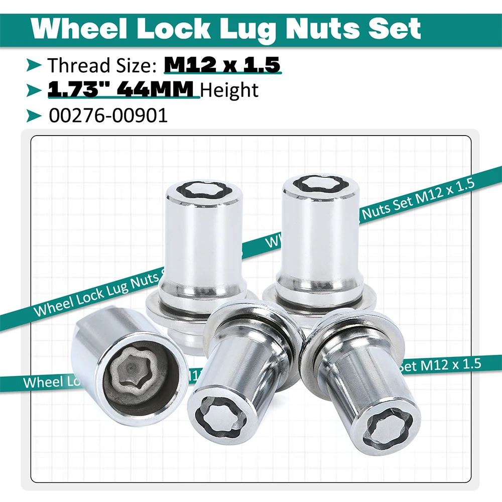 4 гайки + 1 ключ противоугонный высота 44 мм набор стопорных гаек для колес M12x1 5 Toyota