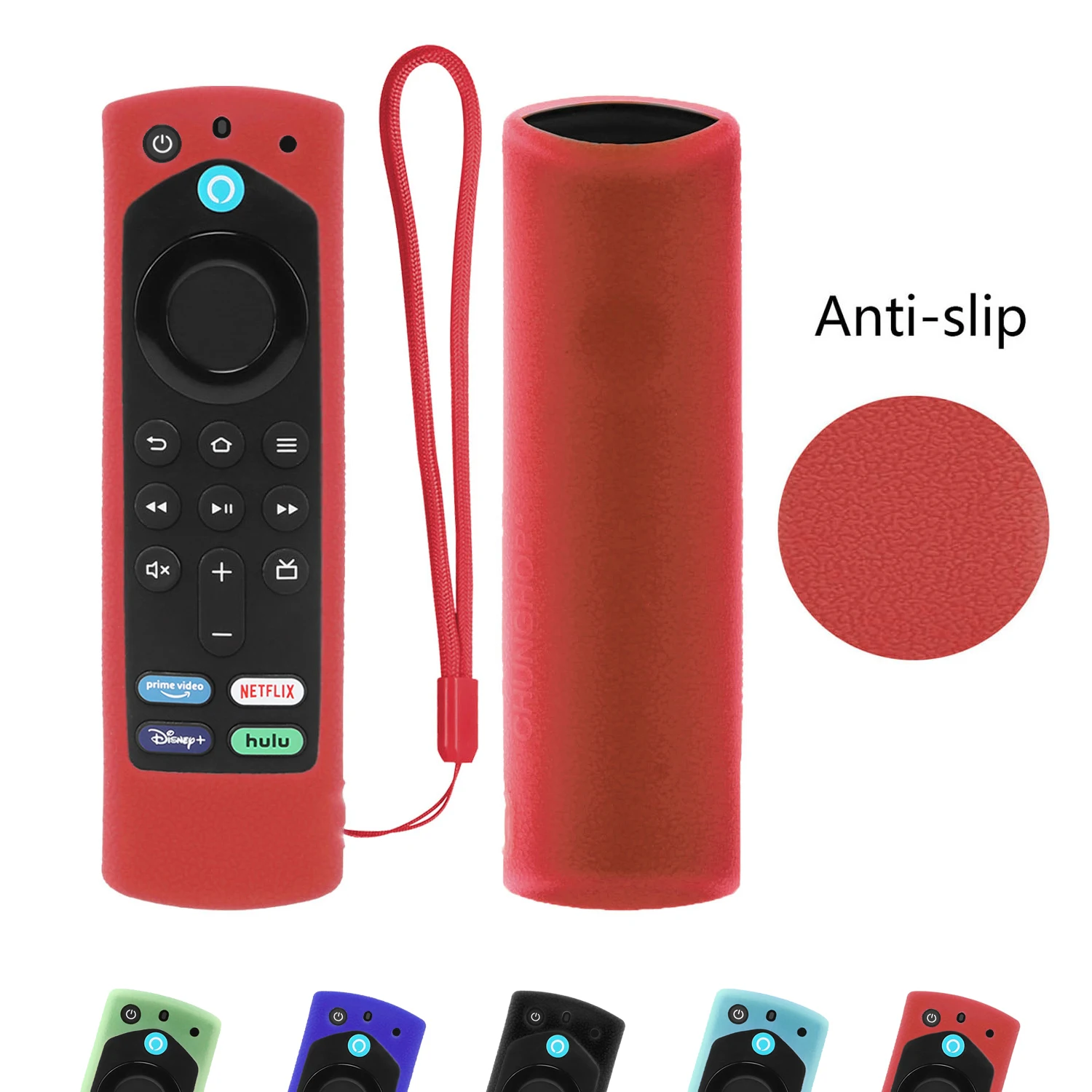 

For Original 2021 Amazon Fire TV Stick Protective Silicone Remote Control Case 3rd Gen Shockproof Anti-Slip Sleeve With Lanyard