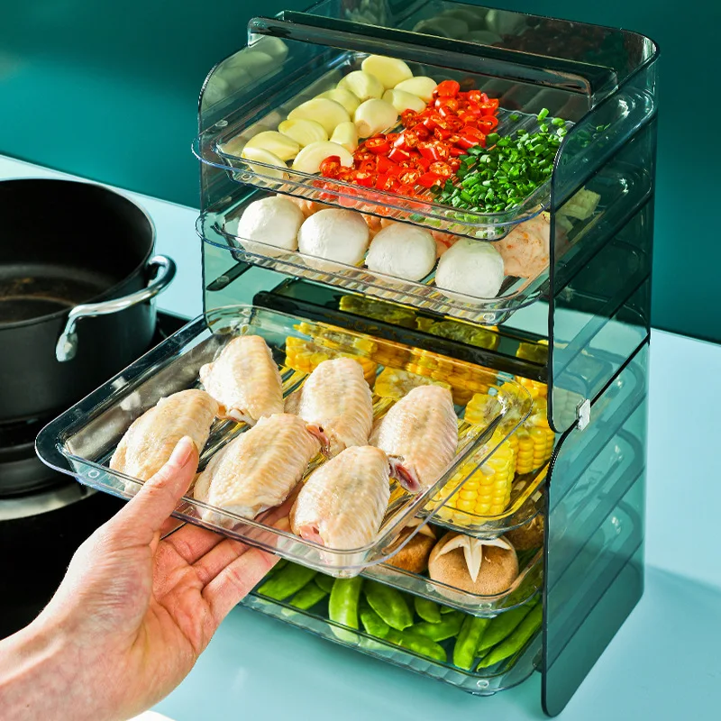

Multi-Layer Floor Type Kitchen Side Dish Plate Stacked Vegetable Storage Dish Tray Plate Household Tray Hot Pot Food Plate