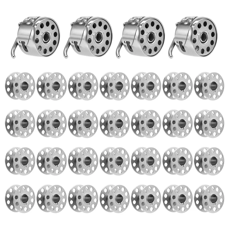 

A63I 4Pcs Sewing Machine Bobbin Case Bobbin Holder With 28Pcs Metal Bobbins For Brother Janome Singer Kenmore