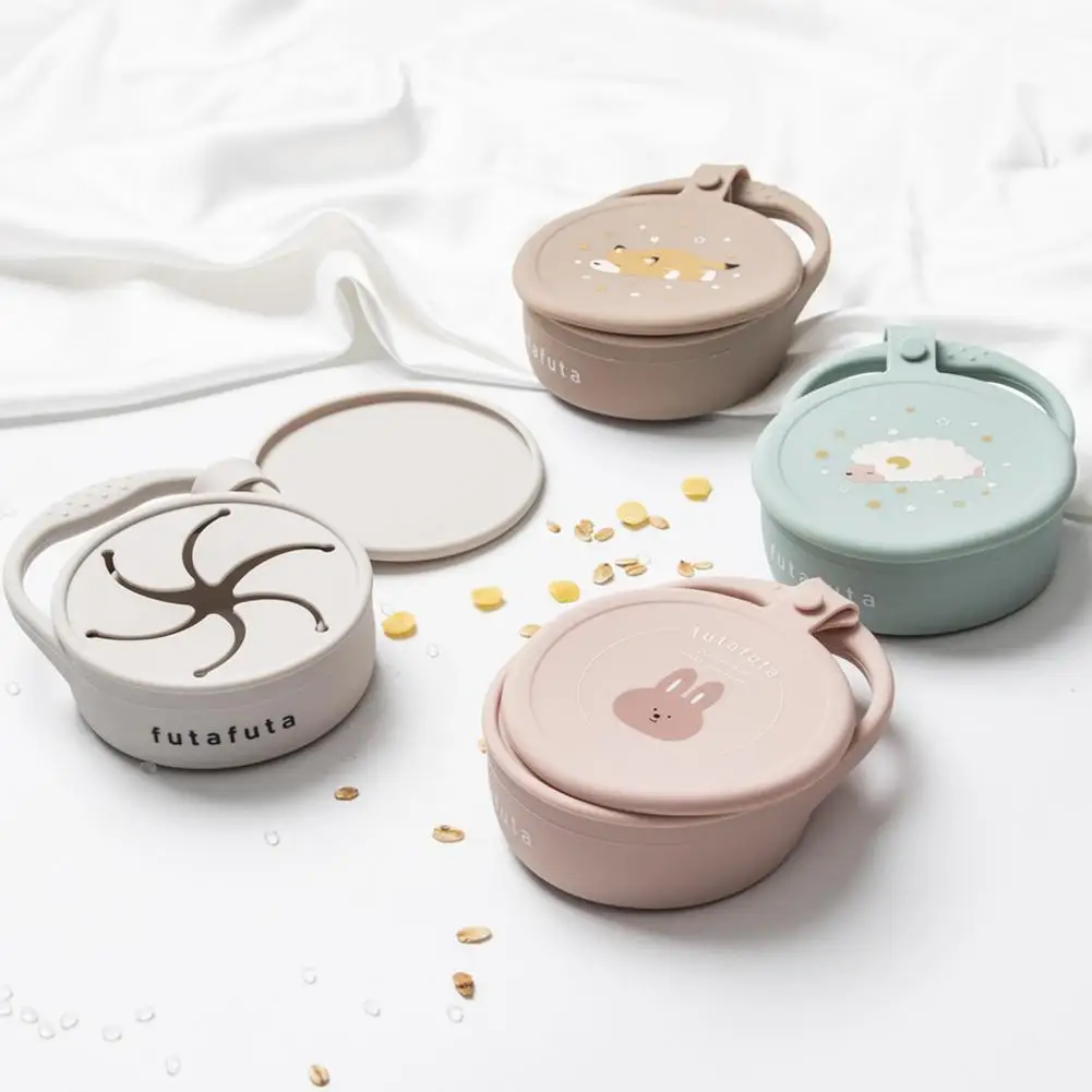 

Food Grade Practical Portable Kids Silicone Food Storage Bowl BPA Free Button Design Snack Bowl Durable for Home