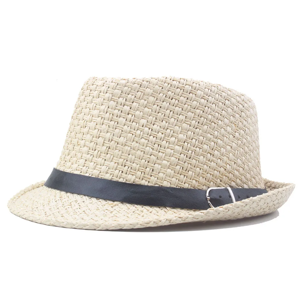 

Spring Summer Straw Hat Outdoor Sun Hats Jazz Hat Unisex Beach Caps Gentleman Sombrero Vintage Solid Color Breathable Visor