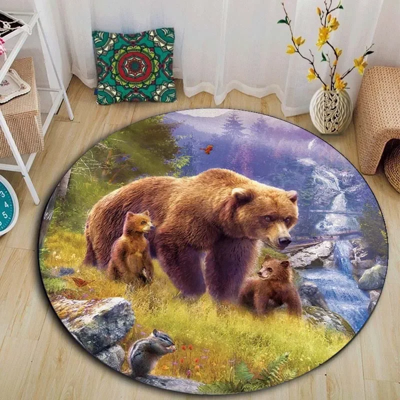 Милый дневной тигровый медведь рыбка круглый коврик напольные коврики ковер для
