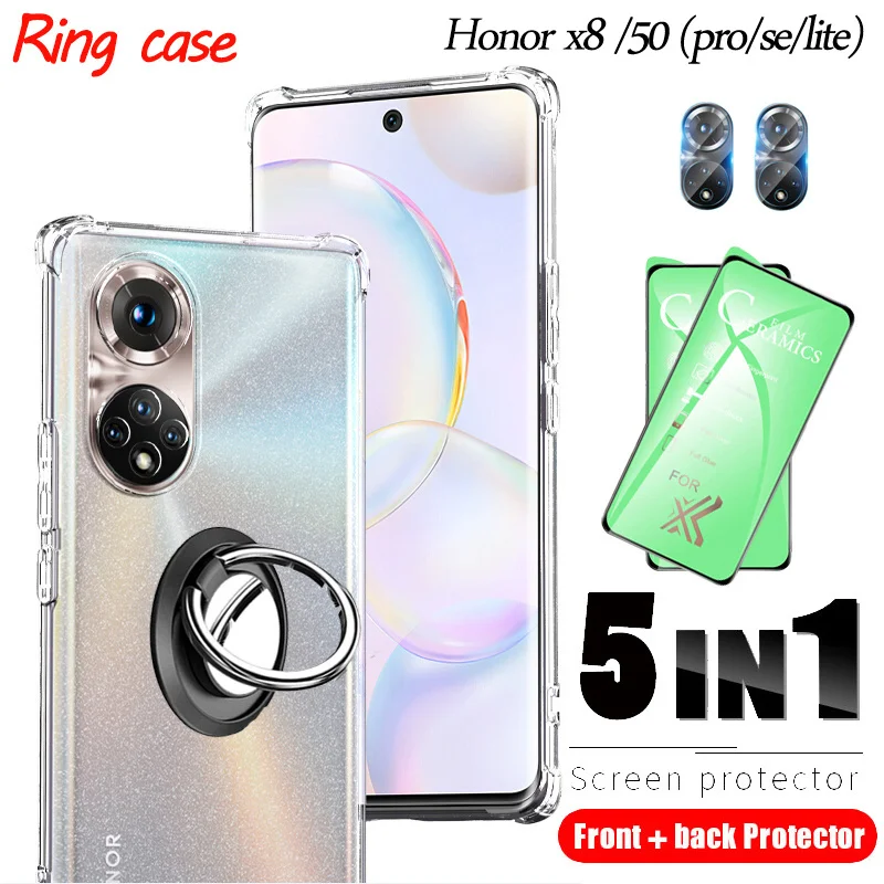 

for honor50 honor 50 se/lite/pro x8 5g case & screen protector xonor 50 lait/lite honor 50pro honorx8 5g ring silicon case cover