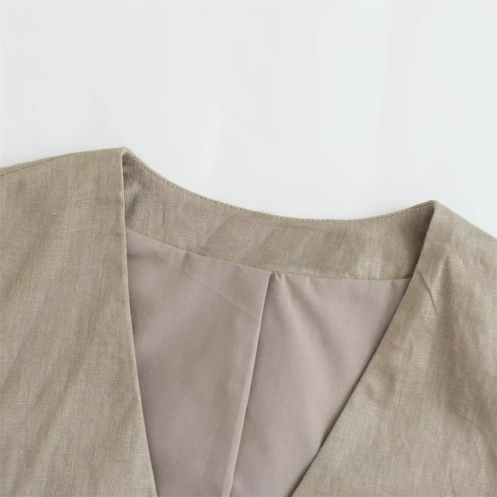 Новинка 2024 Женский Модный и стильный дизайн универсальный льняной жилет с