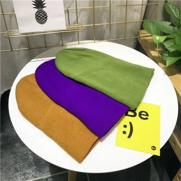 Fashion Solid Color Knitted Beanies Hat Winter Warm Ski Hats Men Women Multicolor Skullies Caps Soft Elastic Cap Sport Bonnet | Спорт и