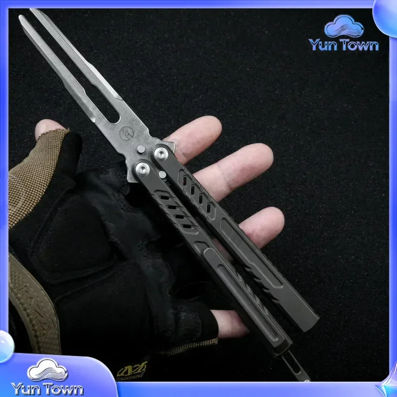 Фото Тренировочный балисонг Maxace Pelican-M с рукоятью из титана TC4, лезвием M390 Live Blade и струнным инструментом из стали 440C, EDC-инструмент для тюнинга, бабочка-нож №4