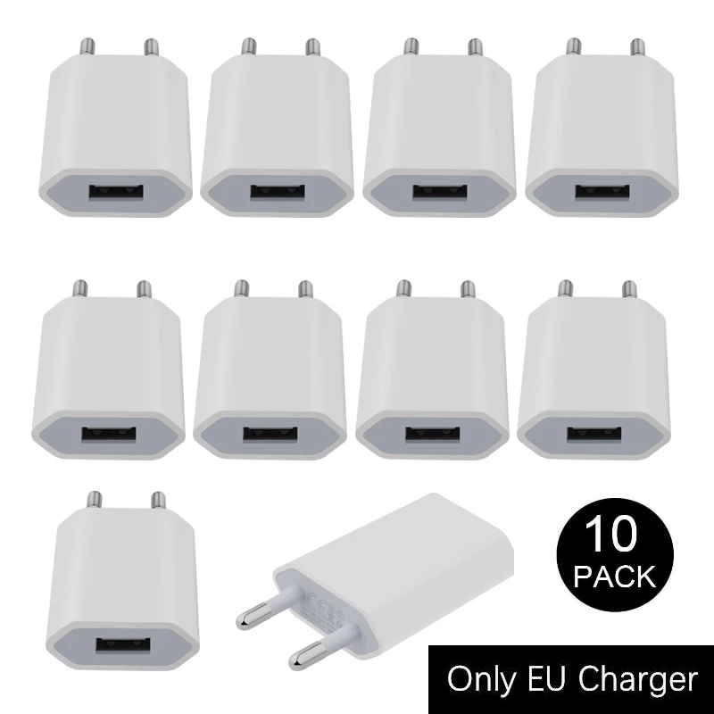

Wholesale 10 Pcs/Lot USB Wall Travel Charger Power Adapter 5W 1A EU Plug for iPhone XS MAX XR X 8 7 6 Plus 5s SE