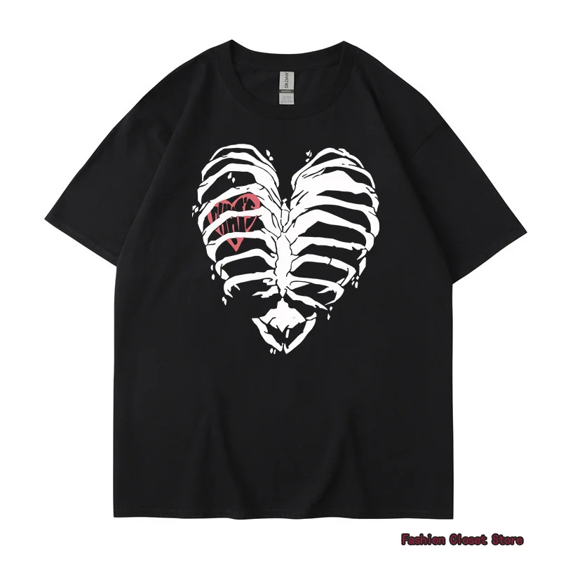 Популярные товары 2022 Мужская футболка с принтом скелета уличные Простые Модные